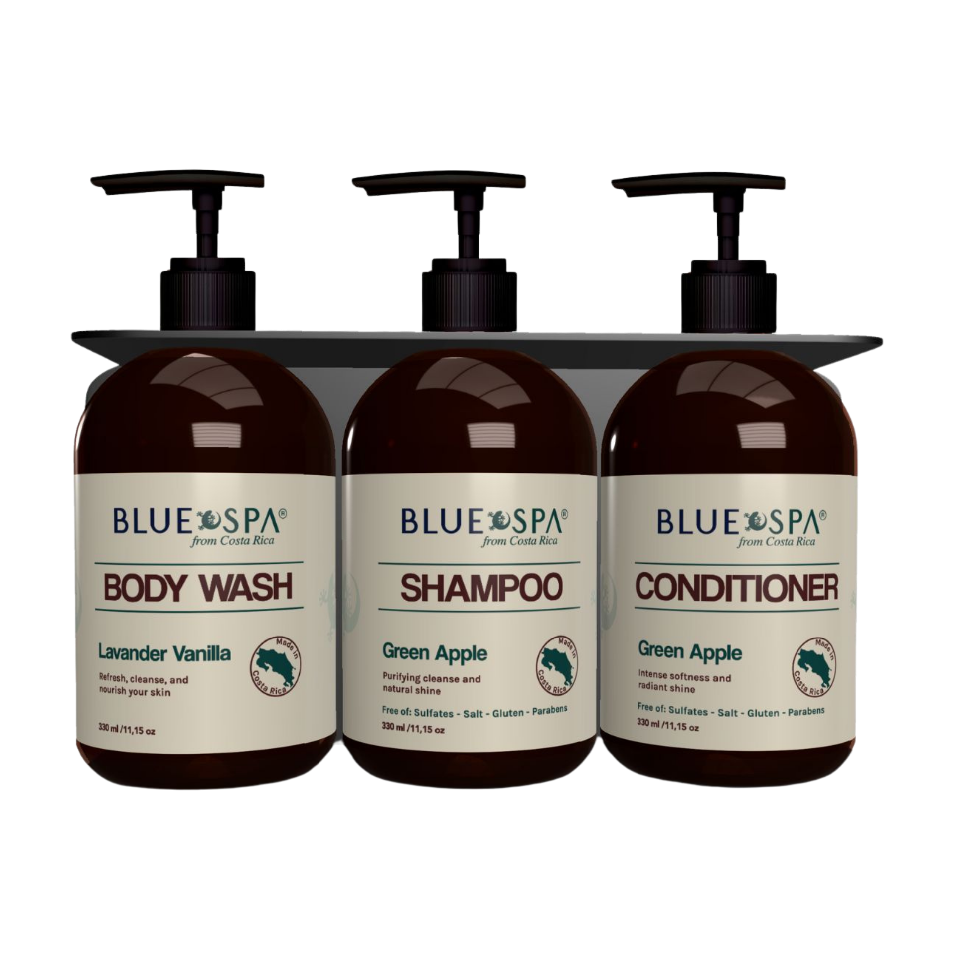 COSTA FOREST - Rack Ducha de 3 (Shower Gel + Shampoo + Acondicionador)