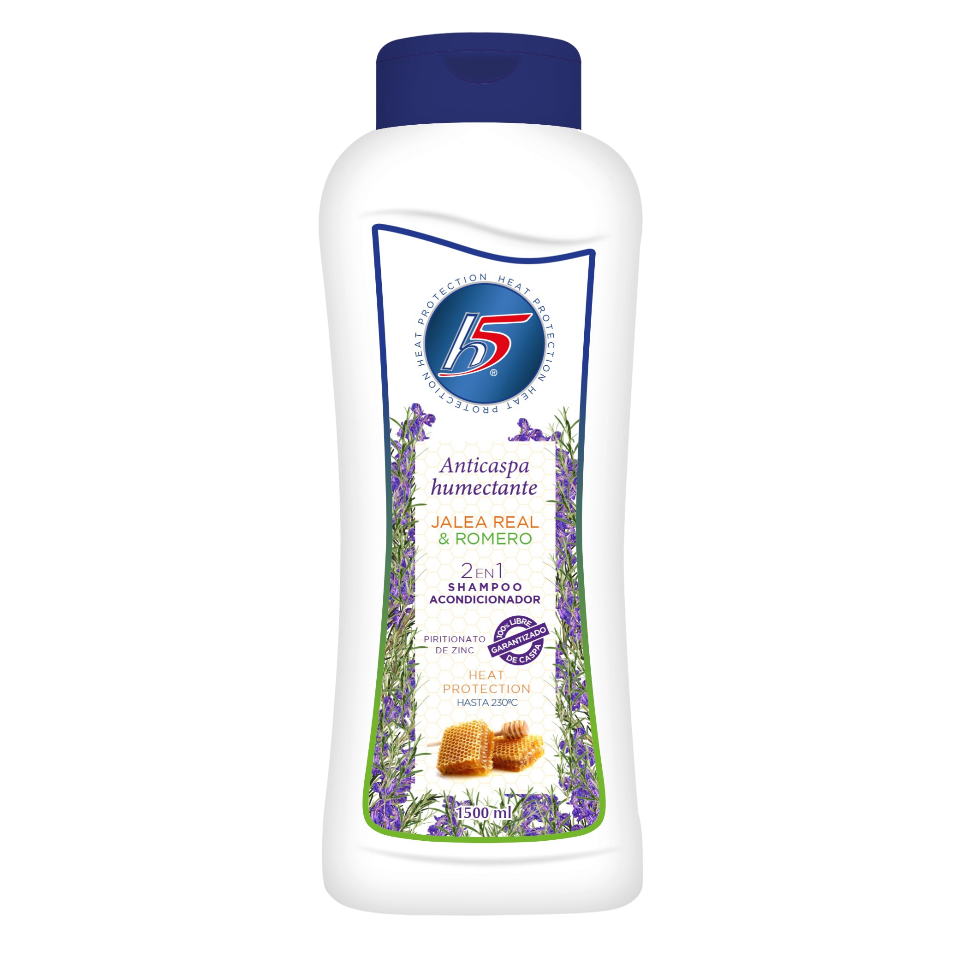 H5 - Shampoo AntiCaspa 2en1 Jalea Real y Romero - 1450 ml