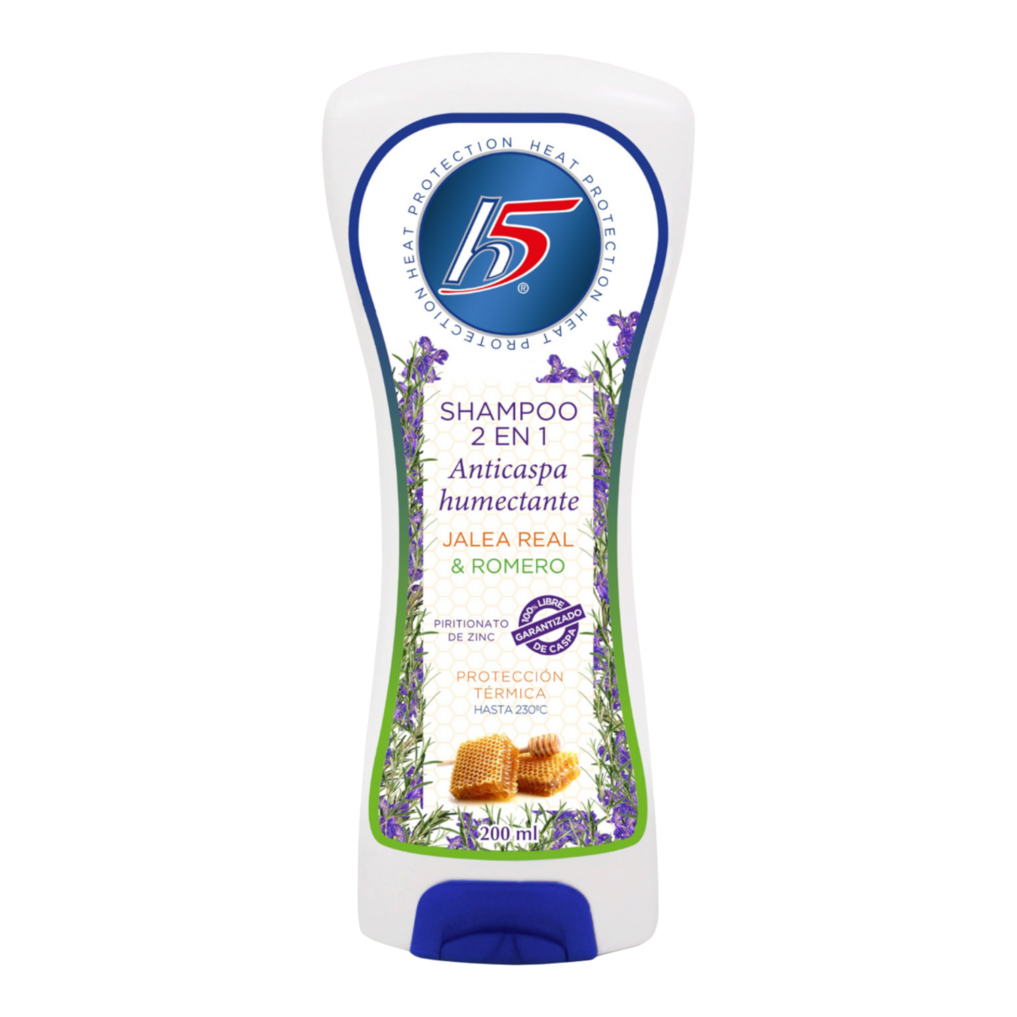 H5 - Shampoo AntiCaspa 2en1 Jalea Real y Romero - 200 ml